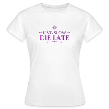 die late - Frauen T-Shirt - Weiß - Vorne - AI Model Female 172 dark (172cm)