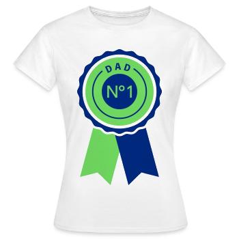 Médaille n°1 papa en bleu-vert - T-shirt Femme - blanc - Devant - AI Model Female 172 dark (172cm)