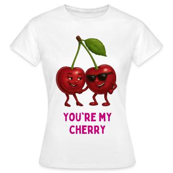 Duo cerise : Tu es ma cerise - T-shirt Femme - blanc - Devant - AI Model Female 172 dark (172cm)