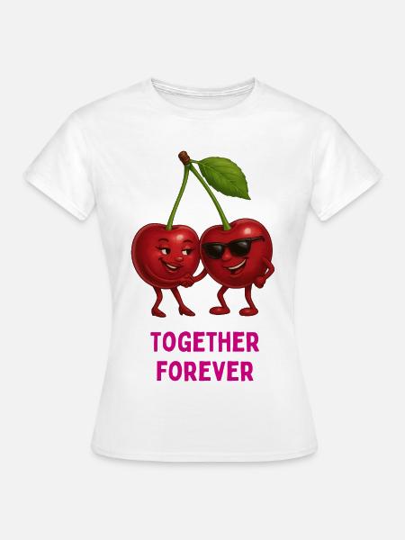 Kirschen-Duo Together Forever - Frauen T-Shirt - Weiß