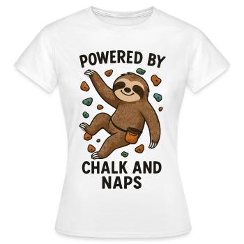 Bouldern Shirt lustig – Faultier mit Chalk - Frauen T-Shirt - Weiß - Vorne - AI Model Female 172 dark (172cm)