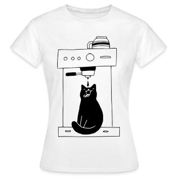 Cat Coffee Barista Vintage - T-shirt Femme - blanc - Devant - AI Model Female 172 dark (172cm)