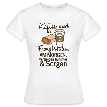 Kaffee & Franzbroetchen (Schwarz) - Frauen T-Shirt - Weiß - Vorne - AI Model Female 172 dark (172cm)