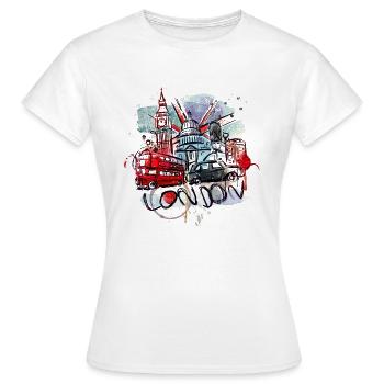 Caricature de collage de Londres - T-shirt Femme - blanc - Devant - AI Model Female 172 dark (172cm)