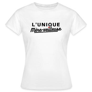 L'unique mère veilleuse. t shirt mère-veilleuse - T-shirt Femme - blanc - Devant - AI Model Female 172 dark (172cm)
