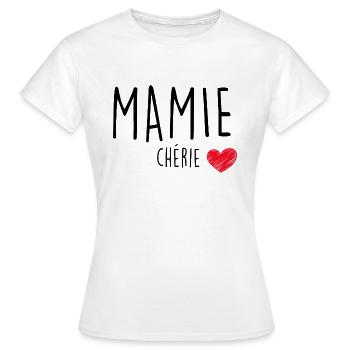 Mamie chérie Cadeau Grand-Mères - T-shirt Femme - blanc - Devant - AI Model Female 172 dark (172cm)