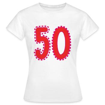 50. 50 JAHRE. 50-JÄHRIGES JUBILÄUM. 50-JÄHRIGES JUBILÄUM. - Frauen T-Shirt - Weiß - Vorne - AI Model Female 172 dark (172cm)