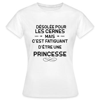 Princesse humour Cernes Femme Fatiguée - T-shirt Femme - blanc - Devant - AI Model Female 172 dark (172cm)