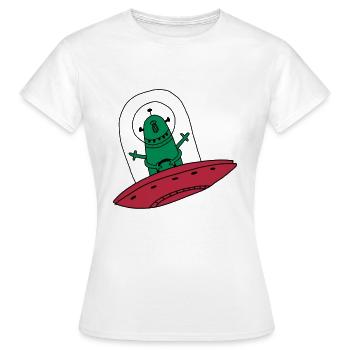 UFO Ausländer Bauer Landwirt tier Kind Baby - Frauen T-Shirt - Weiß - Vorne - AI Model Female 172 dark (172cm)