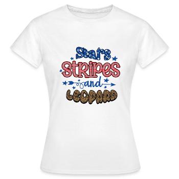 Stars Stripes and Leopard - Frauen T-Shirt - Weiß - Vorne - AI Model Female 172 dark (172cm)