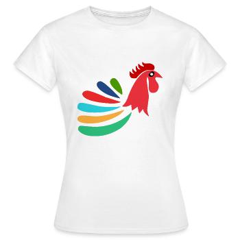 ROOSTER. HEN. CHICK. ANIMAL. ANIMALS. NATURE - Women's T-Shirt - white - Front - AI Model Female 172 dark (172cm)