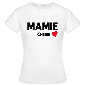 Mamie Chérie Idée Cadeau Mamie Coeur - T-shirt Femme - blanc - Devant - AI Model Female 172 dark (172cm)