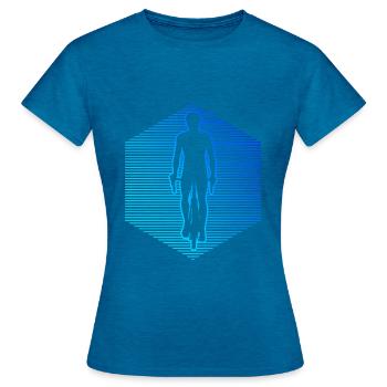 Cyclisme Cycliste Vélo Homme VTT - T-shirt Femme - bleu saphir antique chiné - Devant - AI Model Female 172 dark (172cm)