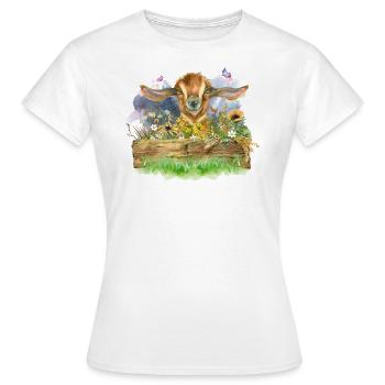 Aquarelle de chèvre - T-shirt Femme - blanc - Devant - AI Model Female 172 dark (172cm)