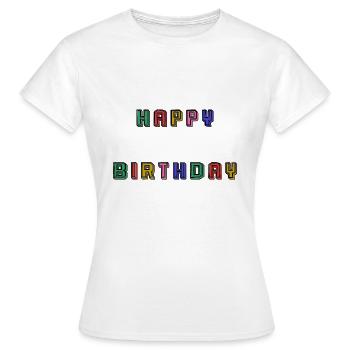 HAPPY BIRTHDAY - T-shirt Femme - blanc - Devant - AI Model Female 172 dark (172cm)