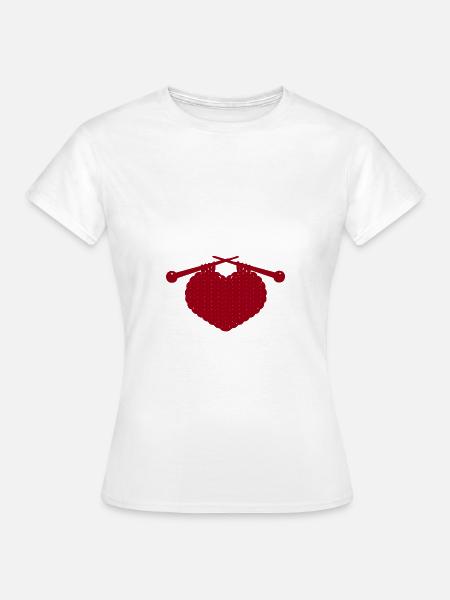 Gestricktes Herz - Frauen T-Shirt - Weiß