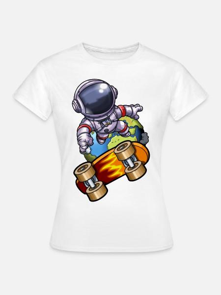 Astronaut Sk8er - Frauen T-Shirt - Weiß