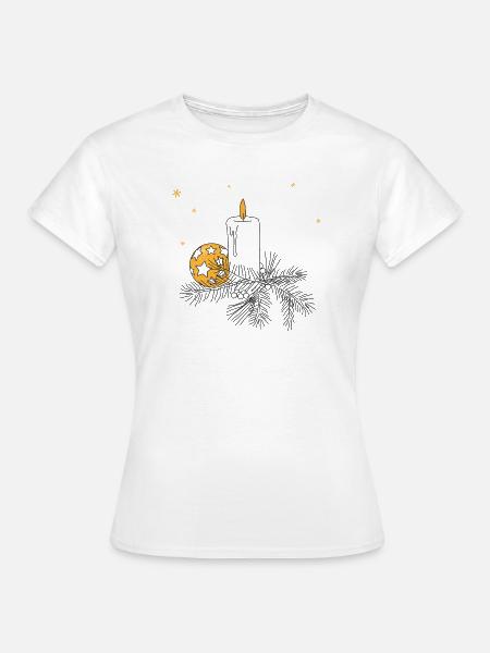 Weihnachten Advent Kerze Kranz Weihnachtskugel - Frauen T-Shirt - Weiß