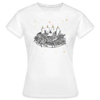 Noël Avent Couronne de l’Avent Avent - T-shirt Femme - blanc - Devant - AI Model Female 172 dark (172cm)