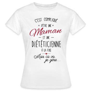 maman et Diététicienne - T-shirt Femme - blanc - Devant - AI Model Female 172 dark (172cm)
