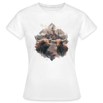Paysage rustique de vaches écossaises des Highlands et - T-shirt Femme - blanc - Devant - AI Model Female 172 dark (172cm)