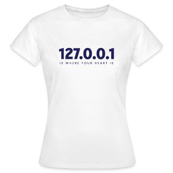 La page d’accueil est 127.0.0.1 – Coding Spirit - T-shirt Femme - blanc - Devant - AI Model Female 172 dark (172cm)
