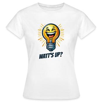 Watts high? - Sparkling smile - Women's T-Shirt - white - Front - AI Model Female 172 dark (172cm)