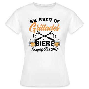 Cadeau Homme Drôle Barbecue Et Bière - T-shirt Femme - blanc - Devant - AI Model Female 172 dark (172cm)