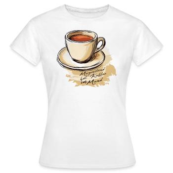 Le matin a du café noir dans la bouche - T-shirt Femme - blanc - Devant - AI Model Female 172 dark (172cm)