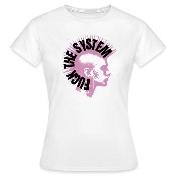 fuck the system - Women's T-Shirt - white - Front - AI Model Female 172 dark (172cm)