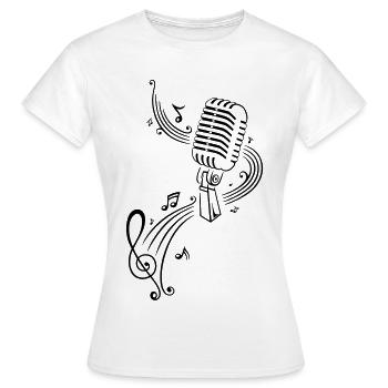Musik, Notenschlüssel, Mikrophon - Frauen T-Shirt - Weiß - Vorne - AI Model Female 172 dark (172cm)