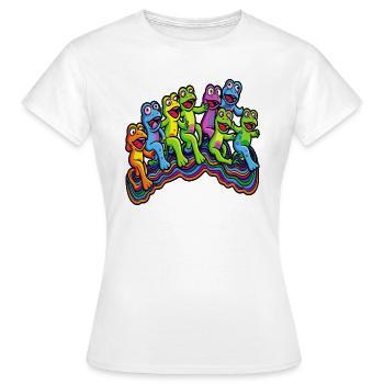 Lustiger Regenbogen Rave Frosch Sommerfest Rave - Frauen T-Shirt - Weiß - Vorne - AI Model Female 172 dark (172cm)
