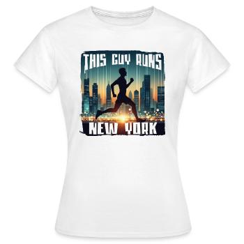 This guy runs Laufshirt - Frauen T-Shirt - Weiß - Vorne - AI Model Female 172 dark (172cm)