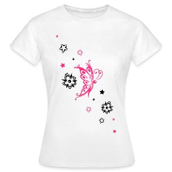 Butterfly Floral Star Ornament - Women's T-Shirt - white - Front - AI Model Female 172 dark (172cm)