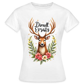 Dirndl Remplacement Cerf Costume Traditionnel Festival Folklorique Bavarois - T-shirt Femme - blanc - Devant - AI Model Female 172 dark (172cm)