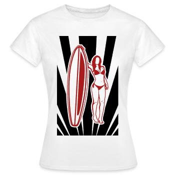 Wellenreiter Design - Frauen T-Shirt - Weiß - Vorne - AI Model Female 172 dark (172cm)