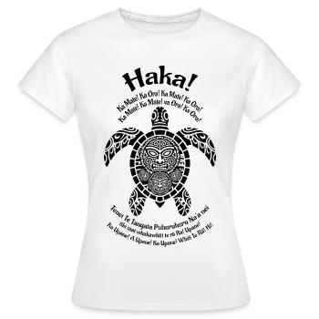 Haka Shout Haka Chant Haka Danse Nouvelle-Zélande NZ - T-shirt Femme - blanc - Devant - AI Model Female 172 dark (172cm)