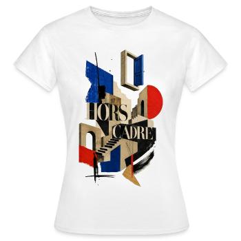 Hors Cadre: Collage d'Architecture - T-shirt Femme - blanc - Devant - AI Model Female 172 dark (172cm)