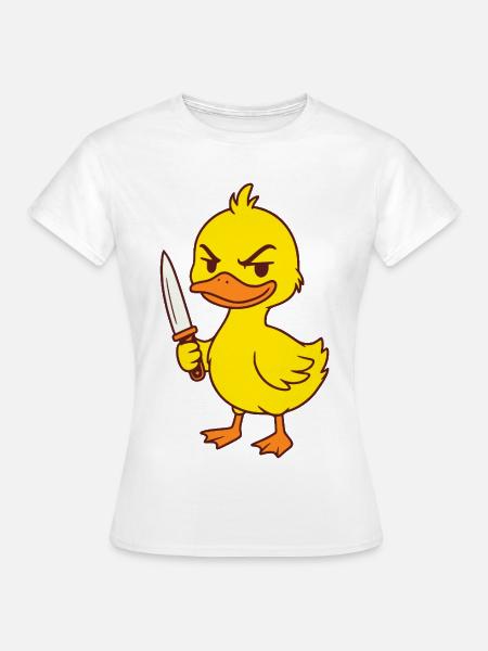 Baby Ente mit Messer - Frauen T-Shirt - Weiß