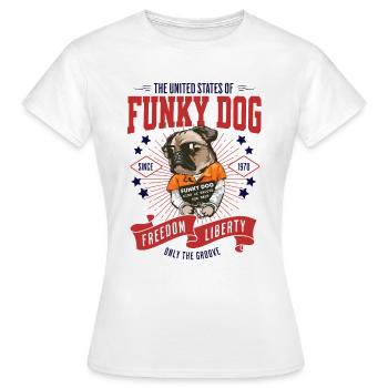 United States of Funky Dog - T-shirt Femme - blanc - Devant - AI Model Female 172 dark (172cm)