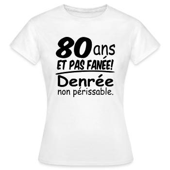 80 ans / anniversaire 80 ans / femme 80 ans - T-shirt Femme - blanc - Devant - AI Model Female 172 dark (172cm)