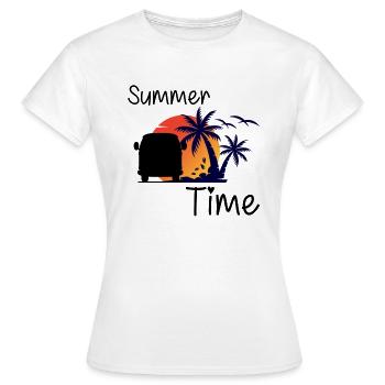 Sommerzeit - Frauen T-Shirt - Weiß - Vorne - AI Model Female 172 dark (172cm)