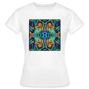 Mandala, ethno, kaléidoscope, beaucoup de couleurs, coloré - T-shirt Femme - blanc - Devant - AI Model Female 172 dark (172cm)