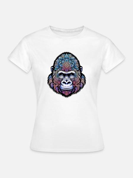 Mystisches Gorilla-Mandala - Frauen T-Shirt - Weiß