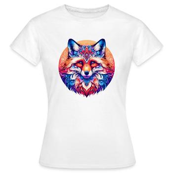 Vibrant Fox Mandala : oeuvre florale lunatique - T-shirt Femme - blanc - Devant - AI Model Female 172 dark (172cm)