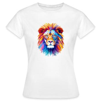 Lion géométrique coloré : Art polygonal abstrait - T-shirt Femme - blanc - Devant - AI Model Female 172 dark (172cm)