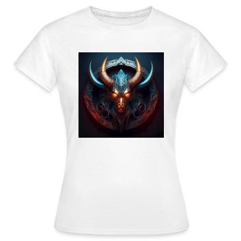„Teuflischer Metallbulle“ – Kraft aus Metall - Frauen T-Shirt - Weiß - Vorne - AI Model Female 172 dark (172cm)