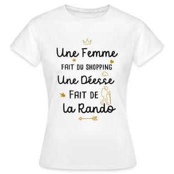 Randonnée Humour / Shopping Femme Cadeau Randonnée - T-shirt Femme - blanc - Devant - AI Model Female 172 dark (172cm)