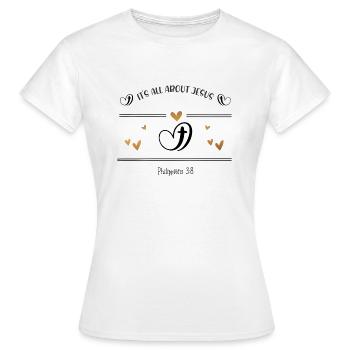 Christian Design, tout tourne autour de Jésus - T-shirt Femme - blanc - Devant - AI Model Female 172 dark (172cm)