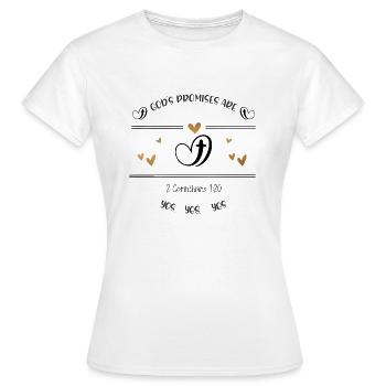 Conception chrétienne Les promesses de Dieu sont oui - T-shirt Femme - blanc - Devant - AI Model Female 172 dark (172cm)